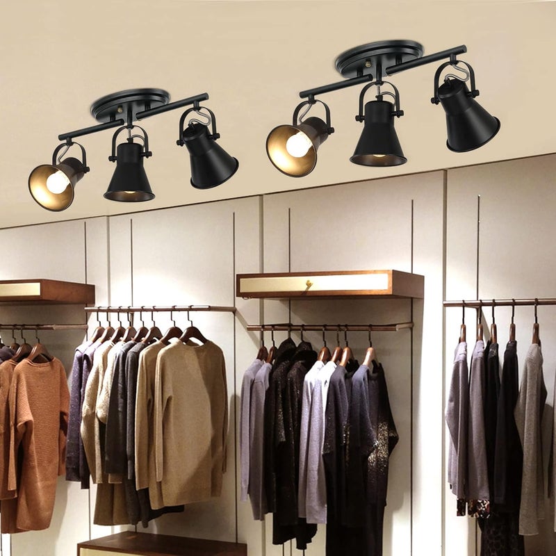 KEESFU 3-Light Track Lighting Kit,Black Semi Flush Mount Ceiling Light with 3 Rotatable Light Heads,Industrial Accent Lighting for Livingroom,Bathroom,Hallway,Art Wall,Bathroom,Kitchen.(3-Light) - Image 5
